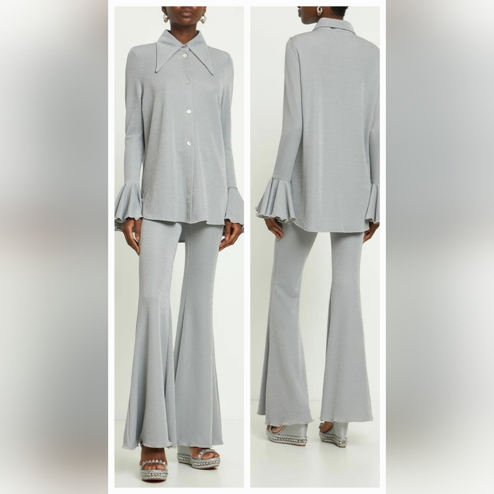NWT- SLEEPER Lurex Lounge Suit In Grey Sz M